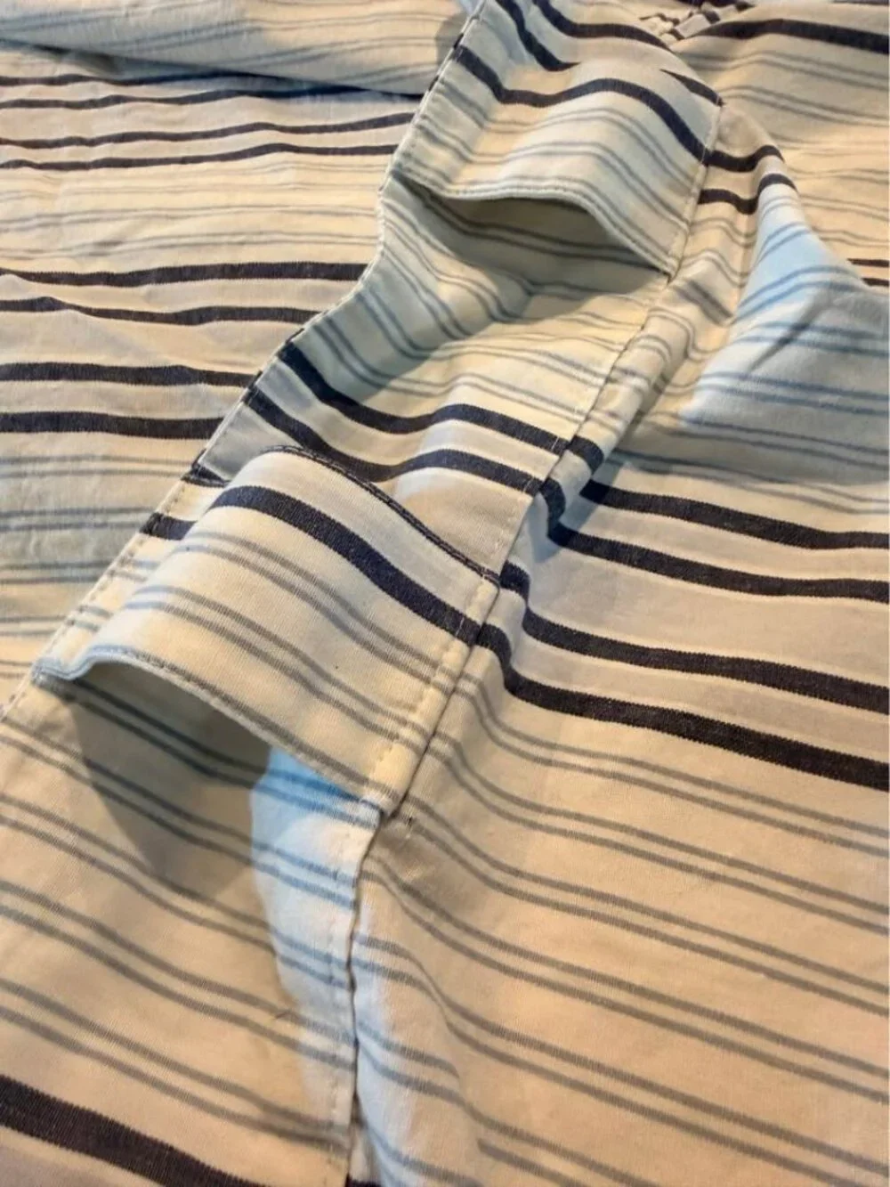 2 IKEA TICKA 57W x 99L Blue and White 100% Cotton Striped Drapes